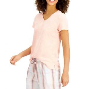 NEW CHARTER CLUB LUXURY sleepwear v neck pajama top in coral mist